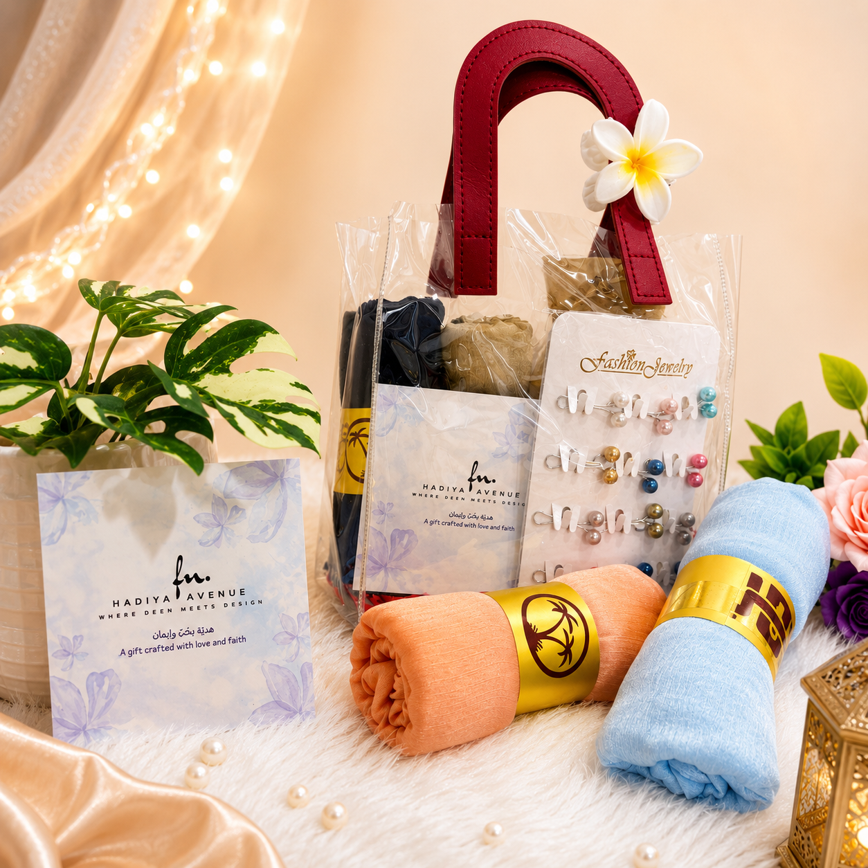 Premium Satin Scarf & Jewellery Gift Box (Set of 2)