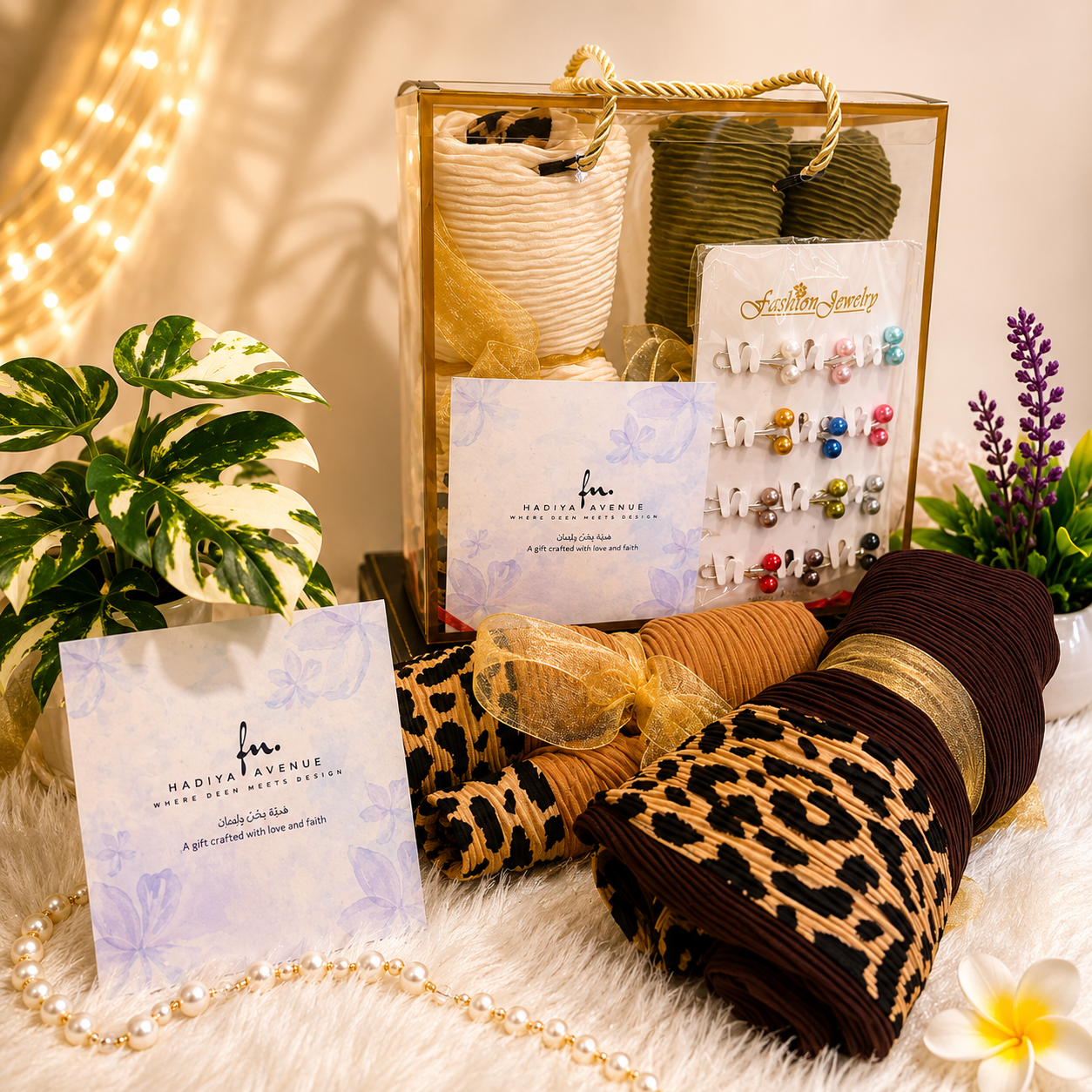 Premium Cheeta Scarf & Jewellery Gift Box (Set of 2)